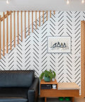 Room with Extra Large Herringbone And Chevron Wall Stencil Set 16 By 40 Inches Includes Two Stencils For No Fuss Easy DIY Wall Art Painting Modern Geometric Pattern For Walls With Step By Step Instructions, black and white pattern decor.