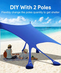 10x10 Ft Beach Tent Sun Shelter UPF50 Plus With 8 Sandbags And 4 Aluminum Poles Windproof Beach Canopy on a beach