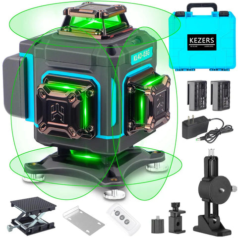 4x360 Degree Laser Level With Screen Readout, Green Laser Line, Self Leveling, Pulse Mode, Remote Control, construction tools
