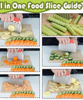 FANTEXY large stainless steel crinkle cutter with red handle, slicing potatoes, cucumbers and carrots.