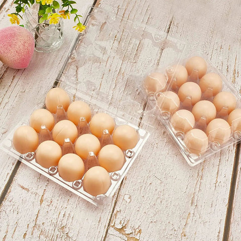 Eco Friendly Plastic Egg Cartons 12 Egg Capacity 3x4 Grids Bulk With Transparent Lid Recycled Plastic Durable Egg Holders