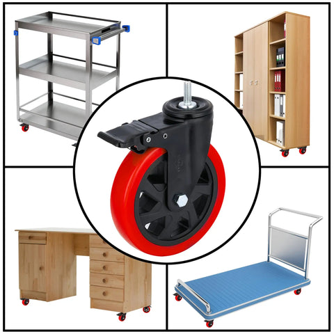Heavy Duty Stem Caster Wheels 3 8 By 1 Inch Screw Dual Lock Silent PVC Cart Set Of 4 Heavy Hauler on various furniture items.