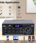Dope Bluetooth 5.0 Stereo Amplifier 400W 2 Channel For Home Stereo System with FM Radio USB SD Card Remote Control displayed