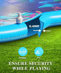 Close-up of Sea World 75 Inch Splash Pad Sprinkler for Kids and Dogs showing 0.4mm thick PVC material and safety features.