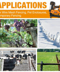 Applications of Hardcore 20V Cordless Fencing Stapler Kit Bundled With 16 Gauge 1 Inch Staples in pet enclosures and vineyards.