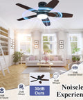42 Inch Ceiling Fan With Lights And Remote Control For Indoor And Outdoor Use, in a bright living room setting