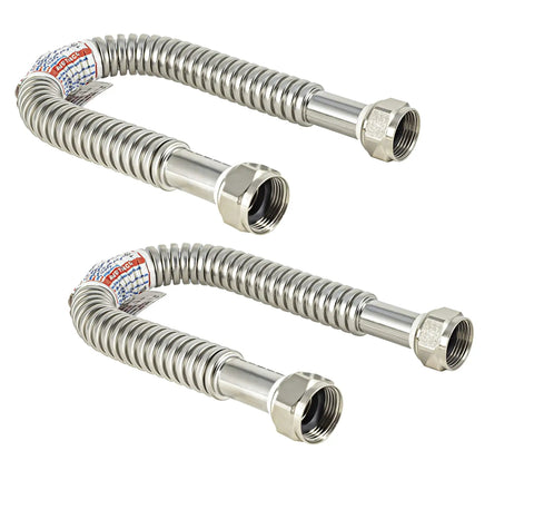 DIY Friendly Tankless Water Heater Isolation Valve Kit for Three Quarter Inch Plumbing with stainless steel flexible water line