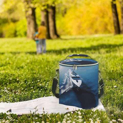 Yacht Insulated Cooler Backpack With Leakproof Waterproof Soft Cooler Bag for outdoor picnic, forest setting.