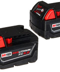 Pro Grade Two Piece Cordless Impact Wrench Set With One Half And Three Eighth Inch Drivers Killer Torque Brushless Motors And Compact Body Built Tough For Real Mechanics And Serious Auto Shop Daily Grind - two M18 RedLithium XC 5.0 batteries.