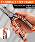 Hand holding All In One Wire Stripper And Pliers Set For Electricians, 4 In 1 Heavy Duty Tool with ergonomic TPR handle