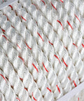Close-up of 5/8 Inch By 150 Ft Double Braid Polyester Rope For Arborist And Sailboat Use, Weathered Line detail