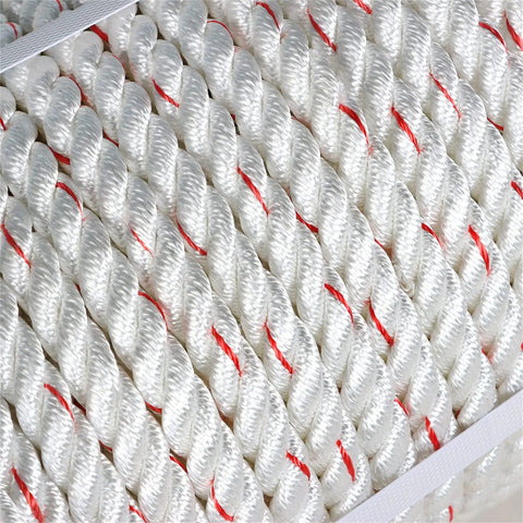 Close-up of 5/8 Inch By 150 Ft Double Braid Polyester Rope For Arborist And Sailboat Use, Weathered Line detail