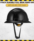 10 Pack Full Brim Hard Hats For Construction Worksites Boss Level Protection With 6 Point Adjustable Ratchet Suspension HDPE
