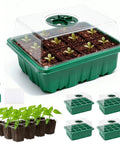 Five Pack Seed Starter Tray Kit With Humidity Dome And Transparent Drain Hole Base For 60 Cell Trays Indoor Greenhouse Propagator