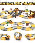Glow In The Dark Construction Race Track Set For Kids Ages 3 To 9, 264 Piece Buildable DIY Track With 2 Light Up Cars