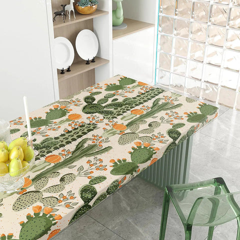 Desert Cactus Wallpaper Peel And Stick Floral Cacti And Succulents Boho Wall Mural on kitchen table with green chair