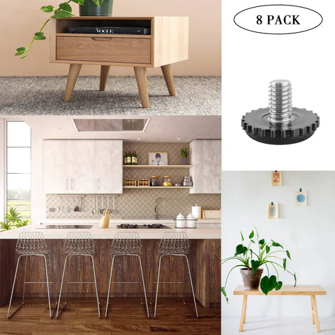 Heavy Duty 5/16-18 Threaded Furniture Leveling Feet Screw In Adjustable Table Chair Levelers Glides For Chairs Tables Cabinets Patio Furniture 8 Pack Bundle