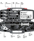 Master Axle Puller Tool Set 21 Piece Kit For Front And Rear Axles Bearings And Seals Removal with components in carrying case.