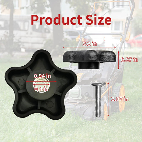 Dimensions of Handle Knob and Screw Bolt Washer Kit 2 Pack for Lawn Mowers and Snow Blowers DIY Repair Kit Includes Knobs Washers