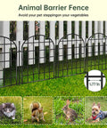 Arched No Dig Garden Fence Panels 30 Pack 32.5 Ft Long Rustproof Metal Garden Edging with Ground Stakes installed as animal barrier.