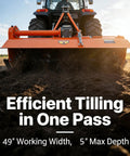 49 Inch 3 Point Rotary Tiller Attachment For Cat 1 Tractors 20 To 30 HP, 540 RPM PTO Driven Cultivator in action