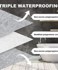 Triple waterproofing layers of Heavy Duty Waterproof Membrane Roll For Showers And Saunas With Solid PE Fabric Underlayment Coating.