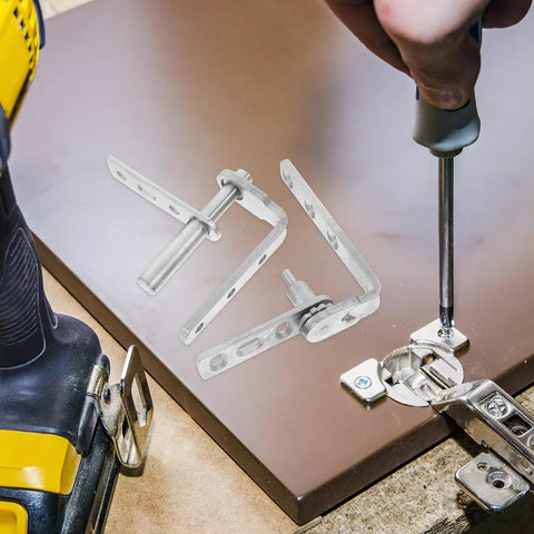 Stainless Steel Hidden Bookshelf Door Hinges With Auto Close Function being installed on door, showing concealed half waist design