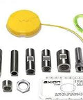 Axion Advantage Eye and Face Wash Upgrade System components display, featuring durable plastic and metal units, inverted flow design.