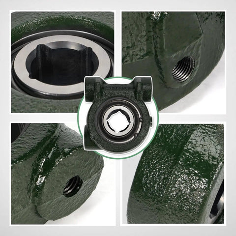 Close-up of Direct Fit One And One Eighth Inch Square Disc Harrow Bearing Unit for John Deere Tractors, showing sealed design