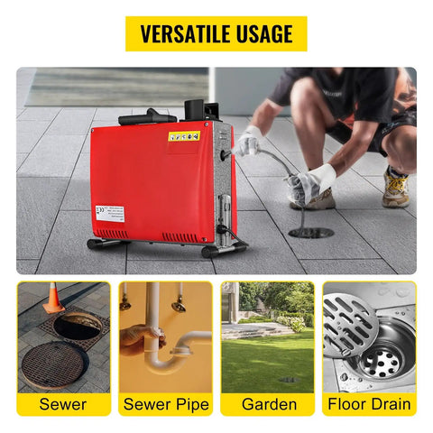 Heavy Duty Handheld Electric Drain Auger Kicks Serious Sink And Toilet Plug Ups Fast in use at a floor drain
