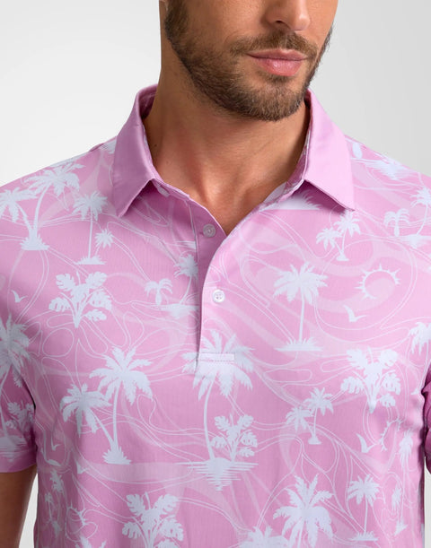 Mens Golf Polo Shirt Short Sleeve Dry Fit Wicking Collared Polo For Men Casual Print With Stretch Performance Fabric