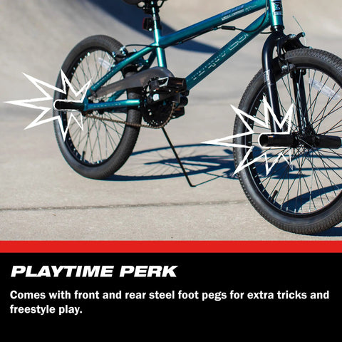 Tony Hawk 720 20 Inch BMX Bike Built For Speed And Durability, teal frame, steel foot pegs, ready for tricks and freestyle play