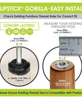 Heavy Duty Adjustable Furniture Levelers For Indoor And Outdoor Use showing 6mm thread size and measurements for proper fit.