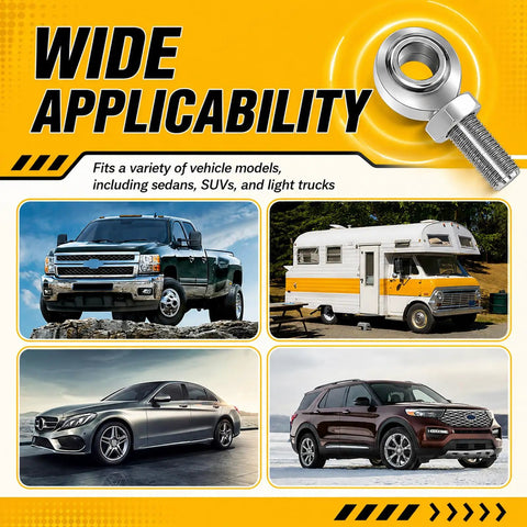 Heavy Duty 3/4 Inch Heim Joint Rod Ends Kit With Jam Nut For Steering And Suspension Upgrades showcased on various vehicles.