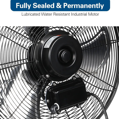 High Velocity Outdoor Wall Mount Fan 18 Inch With Three Speed Settings Max 4300 CFM Weatherproof Heavy Duty Industrial Grade Sealed Motor
