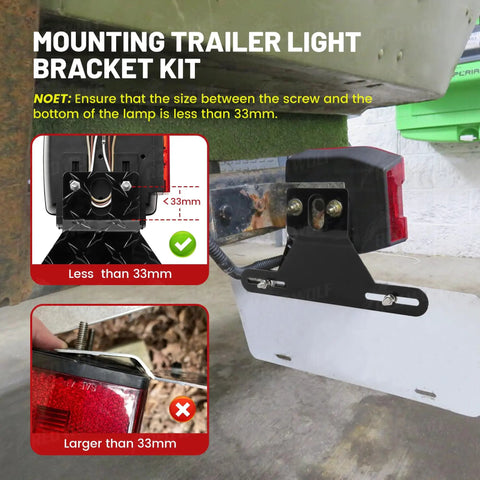 Heavy Duty Trailer License Plate Light Holder And Bracket Kit For RVs And ATVs Aluminum Mount Installed with Plate