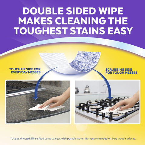 Dual Action Disinfecting Wipes For Quick Cleanups On Any Surface, Antibacterial Scrubbing Wipes With Citrus Scent, 75 Count