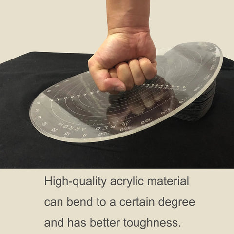 Front view of a 300 mm diameter transparent acrylic center finder compass with circular measurement rings.