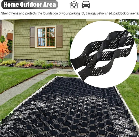 Heavy Duty Gravel Stabilizer Geogrid With Drainage Holes For Driveway And Garden 3x7m Floor Grate Grid installed in driveway