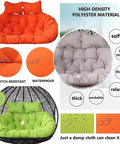 Double Egg Chair Cushion Outdoor Cozy Lounge Replaceable Washable 150x110 Cm Two Seater Swing Pad in three colors