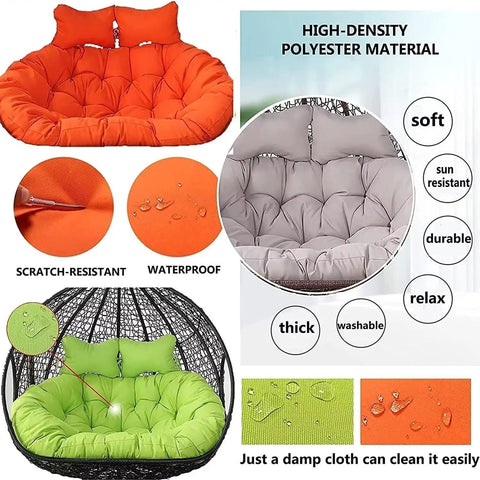 Double Egg Chair Cushion Outdoor Cozy Lounge Replaceable Washable 150x110 Cm Two Seater Swing Pad in three colors