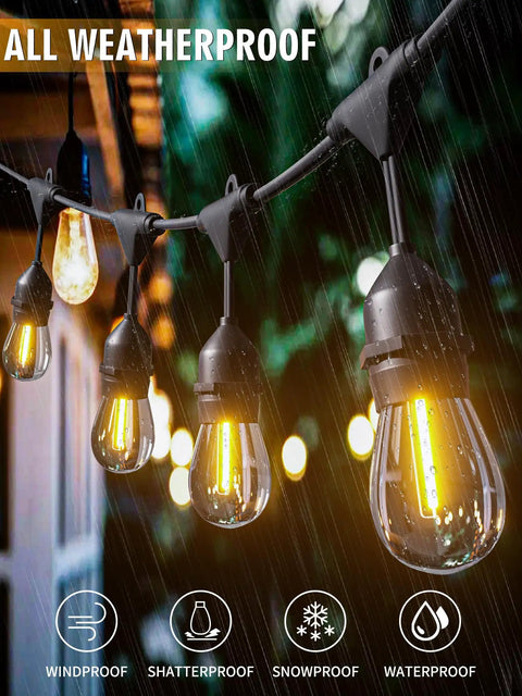 LED Outdoor String Lights 150FT Two Pack 75Ft Each Built to Hang Tough Shatterproof IP65 Waterproof Heavy Duty Edison Patio Lights for Backyard Porch Yard Outdoor House Exterior
