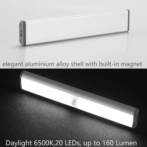 Super Bright Rechargeable Closet Lights With 78 LED Motion Sensor Night Lighting For Kitchen Cabinets And Under Counter Cordless Magnetic Stick On Anywhere Built In 2500mAh Battery, elegant aluminum design