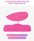 Close-up of pink microfiber mop pad for steam cleaners, highlighting dense fibers and cleaning texture.