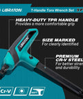 Versatile Torx T Handle Wrench Set With Nine Sizes From T10 To T50 And Two Tip Design Featuring Cr-V steel and ergonomic grip