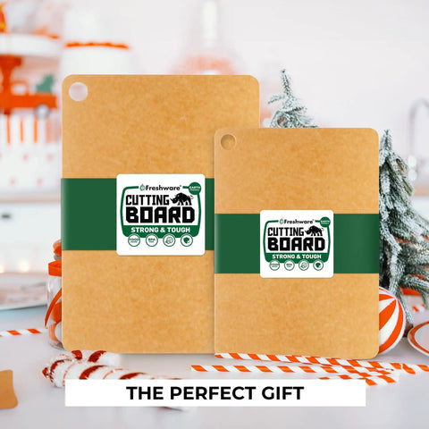 Set Of 2 Heavy Duty Wood Fiber Cutting Boards Kitchen Workhorse Built Like A Tank Heavy Duty Prep Surface in medium and large sizes.