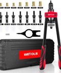 Rivet Nut Tool Kit WETOLS With 7 Mandrels And 70Pcs Rivnuts Assortment Kit, 14 Inch Manual Riveter, rugged BMC case