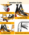Operation guide for Heavy Duty Hydraulic Lift Table Cart With Single Scissor Mechanism And 1100 Lb Capacity, Yellow Finish.