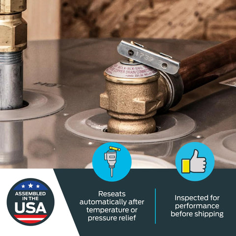 Bronze 3/4 in RV FWL-2 pressure relief valve installed on plumbing line with lever handle