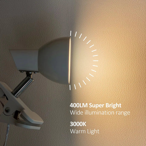 Lit Clip On LED Reading Light 5W 400LM with 330 Degree Rotation casting 3000K warm light on wall